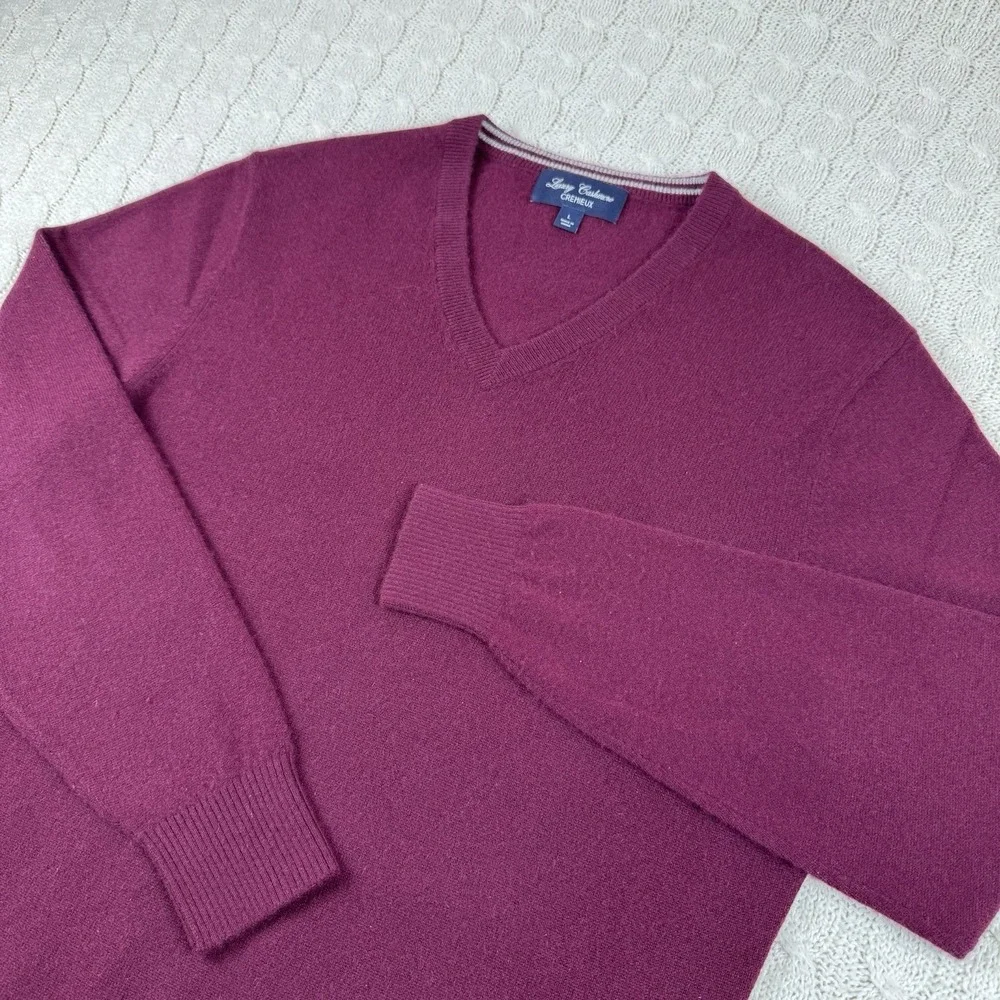 daniel cremieux Luxsury Cashmere V Neck Sweater Men's Large Burgundy Pullover